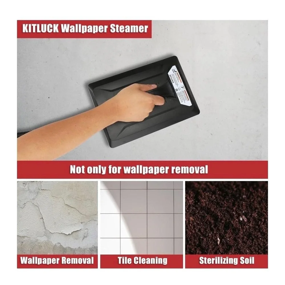 KITLUCK Power Steamer Wallpaper Remover 1500W 1.2 Gallon 11.5FT Hose Scraper